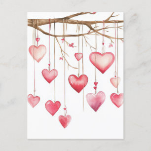 Valentinus Gruß von weißem und rosa Herz Postkarte