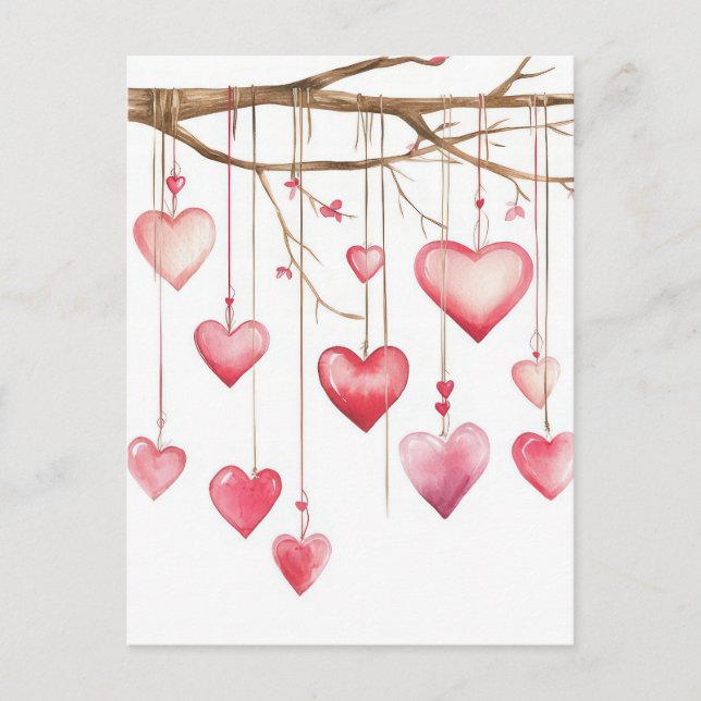 Valentinus Gruß von weißem und rosa Herz Postkarte (Vorderseite)