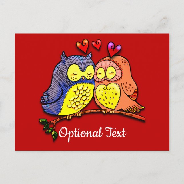 Valentinus Owls Couple Postkarte (Vorderseite)