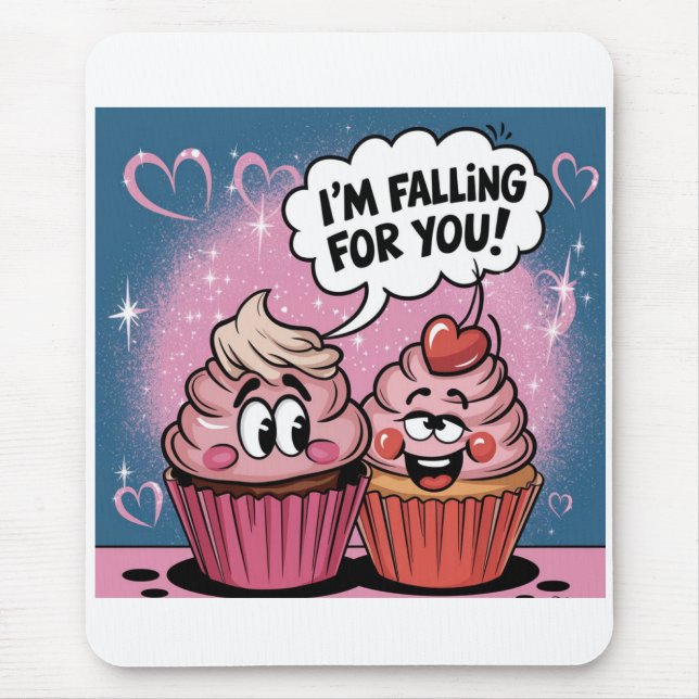 Valentinus rosa Cupcake Mousepad (Vorne)