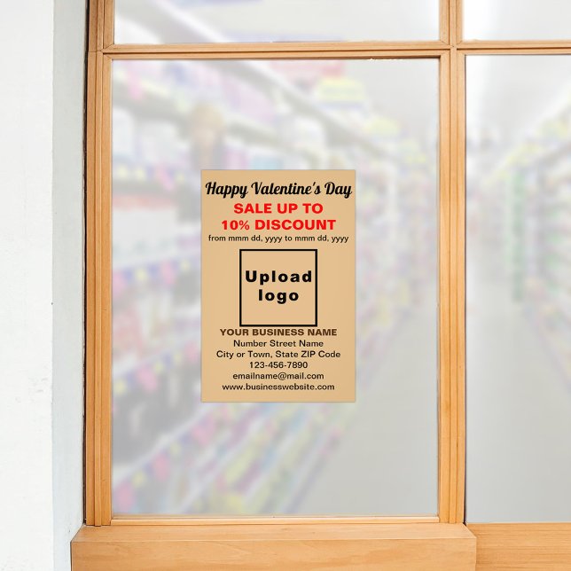 Valentinverkauf auf hellbraunem Foto (Business Valentine sale on light brown photo paper. Signage to attract more customers.)