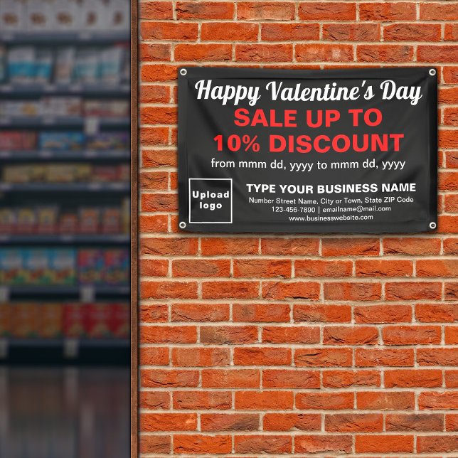 Valentinverkauf im Geschäft auf dem Black Rectangl Banner (Attract more customers this Valentine's Day. Business Valentine sale on black rectangle banner.)