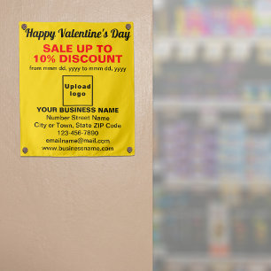 Valentinverkauf im Geschäft auf gelbem Band Wandteppich