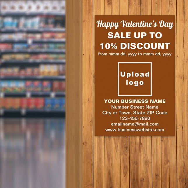 Valentinverkauf in Brown Poster (Business Valentine sale on brown poster. Signage to attract more customers.)