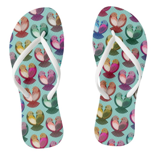 Valentinvögel in der Liebe Flip Flops (Fußbett)