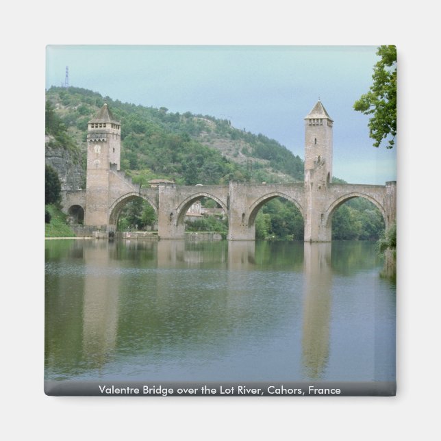 Valentre Bridge over Lot River, Cahors, Frankreich Magnet (Vorne)