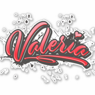 Valeria red Heart Graffiti Aufkleber Sticker