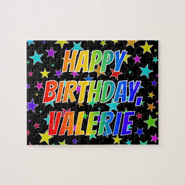 "VALERIE" First Name, Fun "HAPPY BIRTHDAY" (Horizontal)