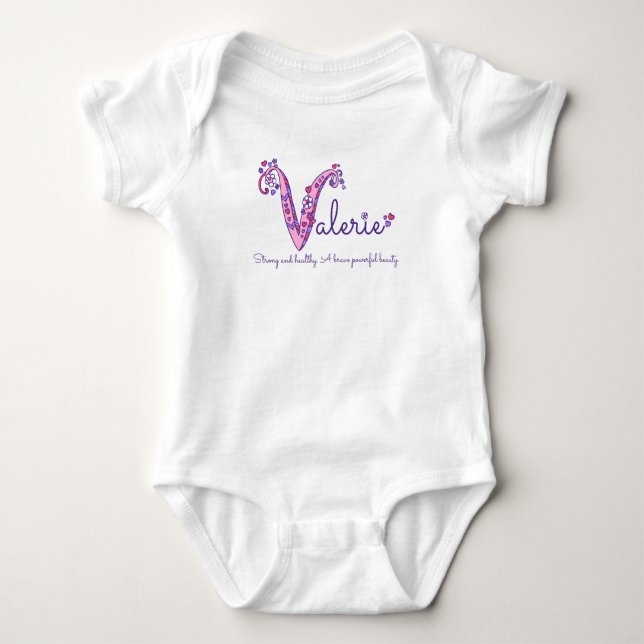Valerie Girls Name & Bedeutung V monogramm Shirt (Vorderseite)