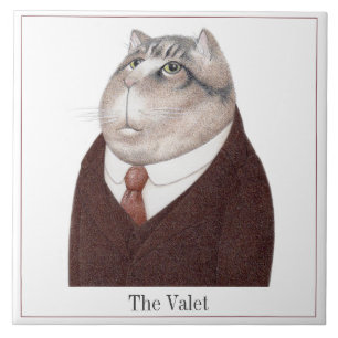 VALET CAT 6" Carré Carreaux de céramique + Texte