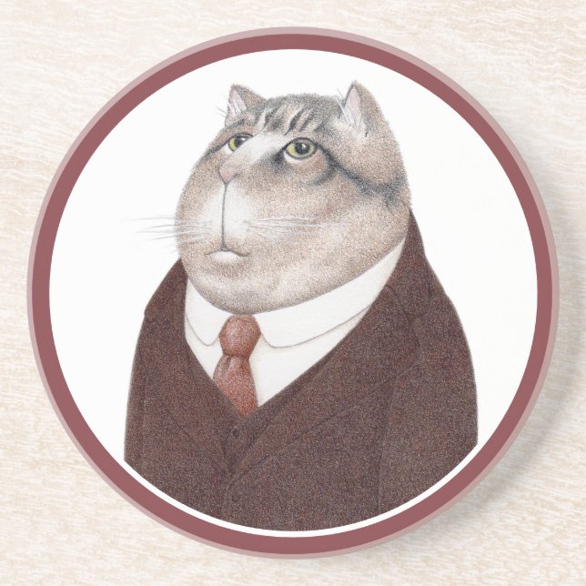 VALET CAT Round Sandstone Untersetzer (Vorne)