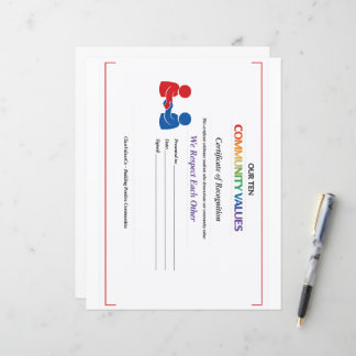 Valeur Certificat de Respect Papier à Lettre Mince