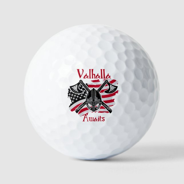 Valhalla Awaits - Amerikanische Flagge Golfball (Vorderseite)
