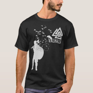 Valhalla Viking Warrior Rune Birds Raven Crow ang T-Shirt