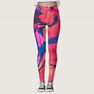 Valiant 1 Vibrant Rot Blau Abstrakte Leggings