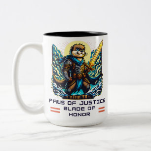 Valiant Otter Warrior mit Schwert Zweifarbige Tasse