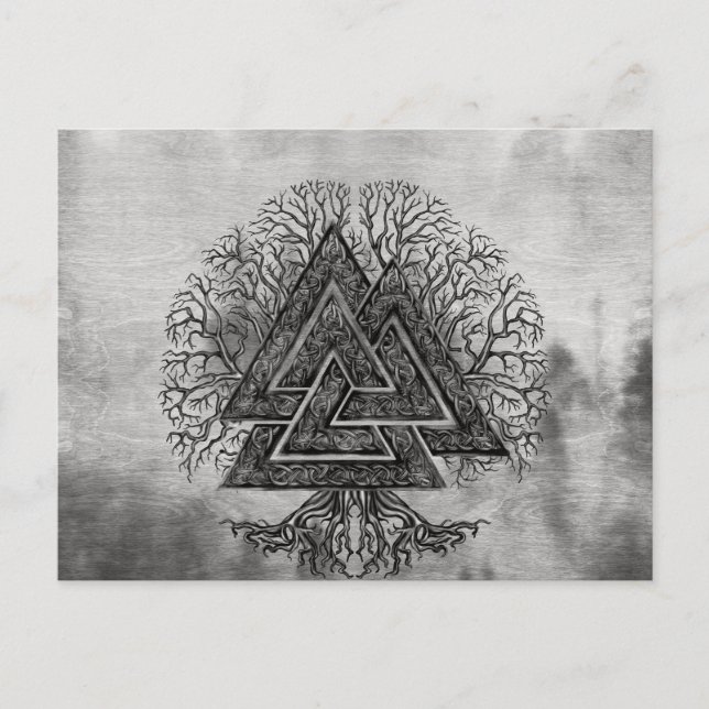Valknut and Tree of Life Yggdrasil Postkarte (Vorderseite)