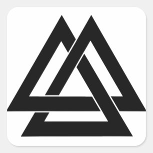 Valknut - Schwarzes Quadratischer Aufkleber