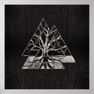 Valknut Symbol and Tree of life -Yggdrasil Poster