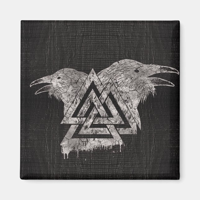 Valknut Symbol und Raven Magnet (Vorne)