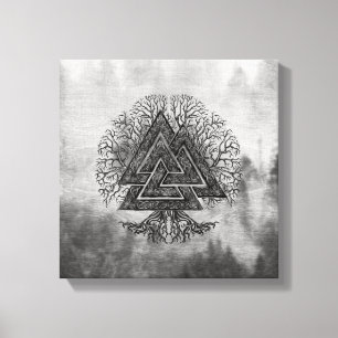 Valknut und Baum des Lebens Yggdrasil Leinwanddruck