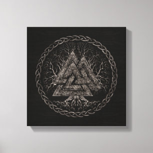 Valknut und Baum des Lebens Yggrdrasil Leinwanddruck