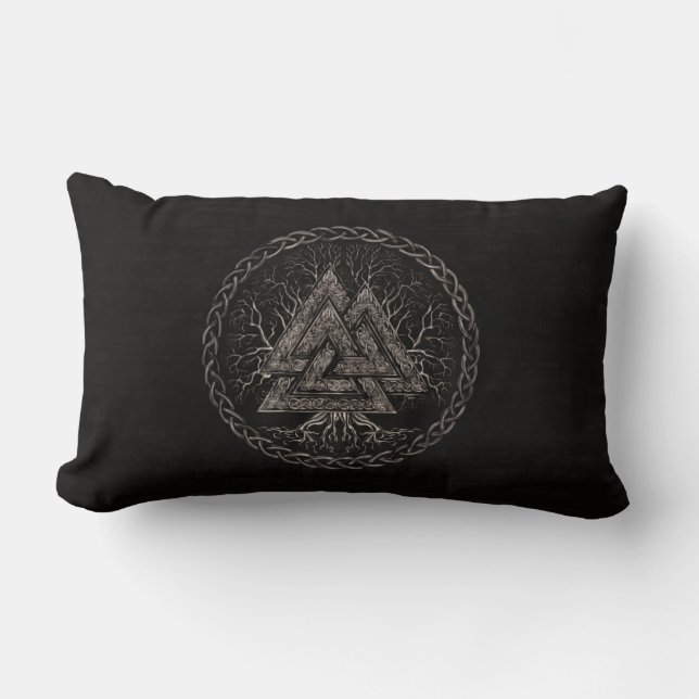 Valknut und Baum des Lebens Yggrdrasil Lendenkissen (Vorderseite)