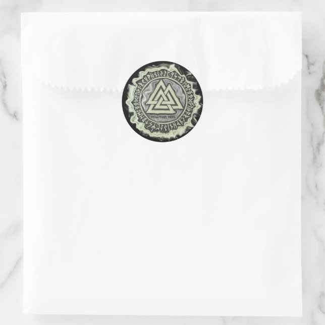 Valknut (vertrocknet) runder aufkleber (Tasche)