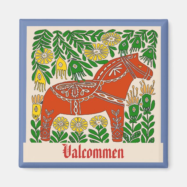 Valkomen, Schweden, Text bearbeiten Magnet (Vorne)