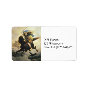 Valkyrie mit Schild auf Pferd Adressaufkleber