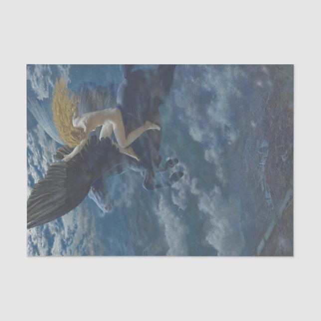 Valkyrie reitet auf einem geflügelten Pferd, Dream Seidenpapier (Vorderseite)