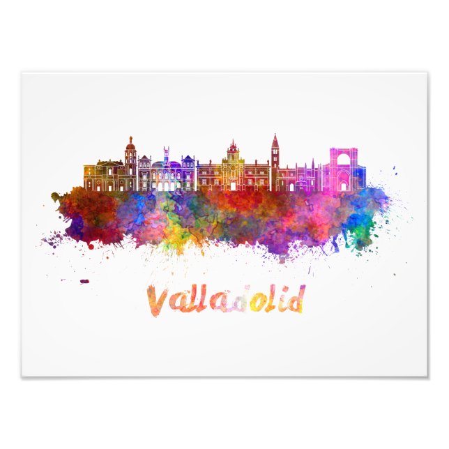 Valladolid skyline im Watercolor Fotodruck (Vorne)