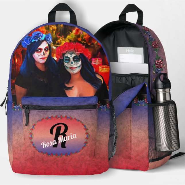 Vallarta Catrinas mit Blume & Kerzen 1718 Bedruckter Rucksack (Von Creator hochgeladen)