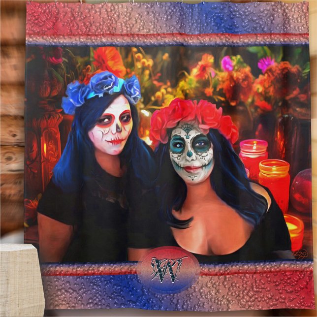 Vallarta Catrinas mit Blume & Kerzen 1718 Duschvorhang (Von Creator hochgeladen)