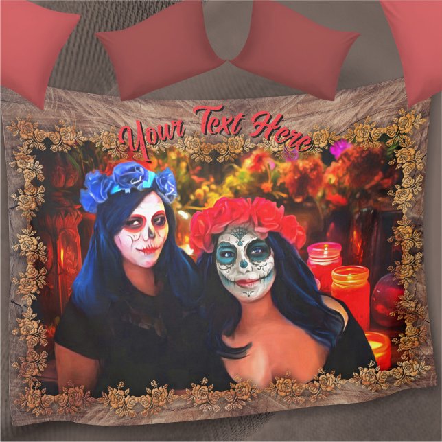 Vallarta Catrinas mit Blume & Kerzen 1718 Fleecedecke (Von Creator hochgeladen)