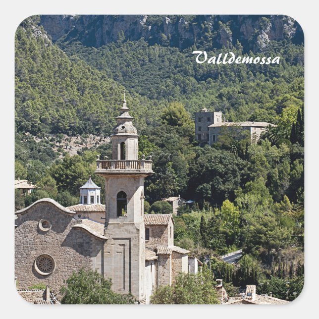 Valldemossa Quadratischer Aufkleber (Vorderseite)