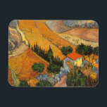 Valle mit Plowman von Vincent van Gogh Magnet<br><div class="desc">Das Tal mit Plowman Seen From Oove (1889) von Vincent van Gogh ist ein Vintages Landschaftsbild der Kunstlandschaft, das in Post-Impressionismus erbaut wurde. Ein pflügerischer Bauer, der die Felder seines Bauernhofs mit seinem Ochsenkühteam bearbeitet. Ein landwirtschaftliches Alltagsleben Landschaftsbilder mit Bäumen in einem Tal. Über den Künstler: Vincent Willem van Gogh...</div>