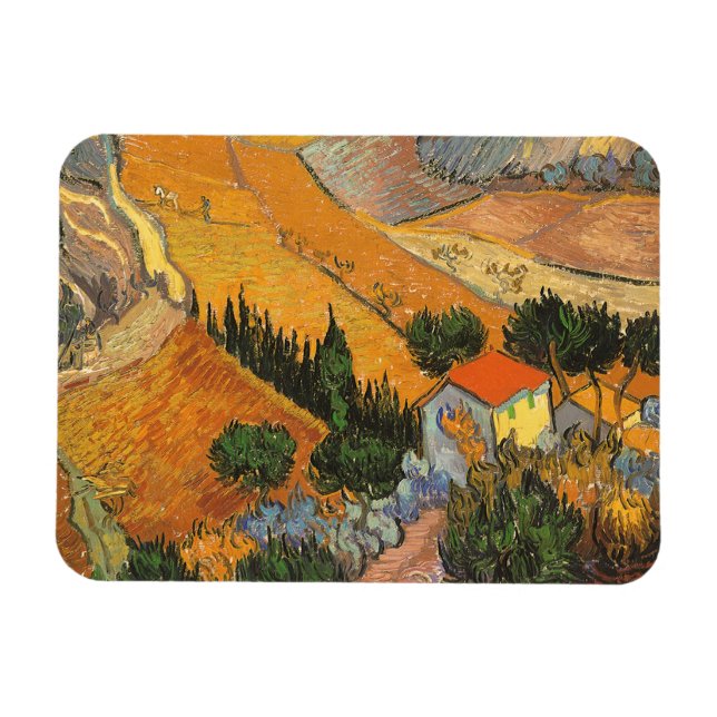 Valle mit Plowman von Vincent van Gogh Magnet (Horizontal)