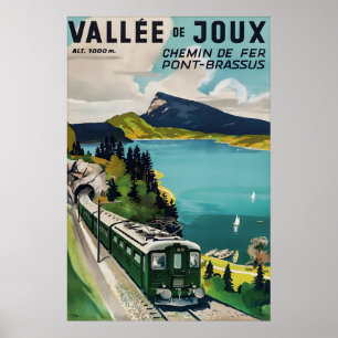Vallée de Joux Vintage Zug Poster Druck, Schweizer