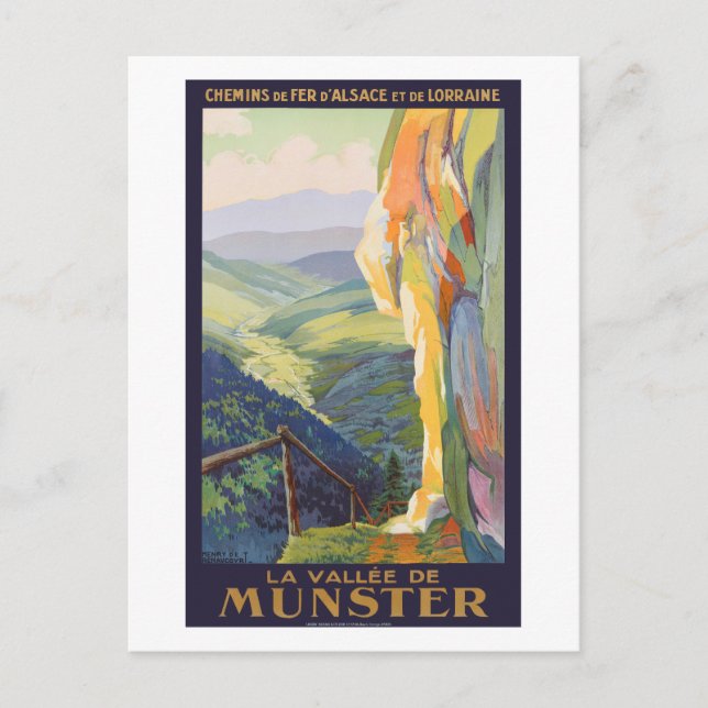 Vallée de Munster Vintage Poster 1925 Postkarte (Vorderseite)