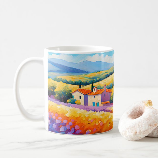 "Vallée Florale" Grosse Landschaft Provence Kaffeetasse (Mit Donut)