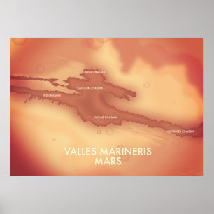 Valles marineris Mars Karte Poster