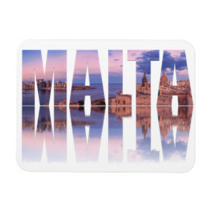 Valletta Altstadt und Hafen Malta Text Reflexion Magnet