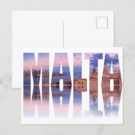 Valletta Altstadt und Hafen Malta Text Reflexion Postkarte