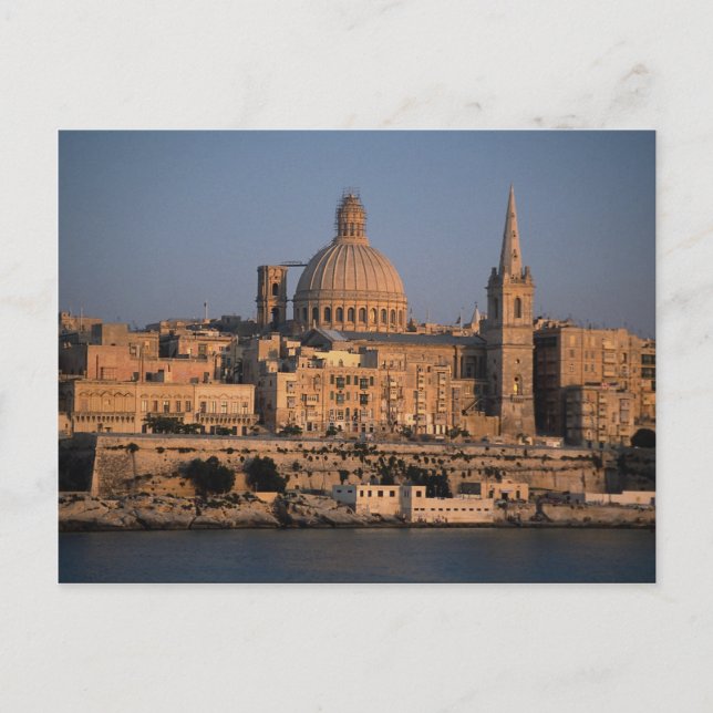 Valletta aus Sliema Bay, Malta Postkarte (Vorderseite)