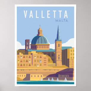 Valletta Malta Art Vintage Poster