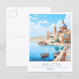 Valletta Malta Art Vintage Postkarte