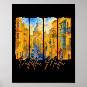 Valletta Malta Reisende Reise Pinselstrich Vallett Poster