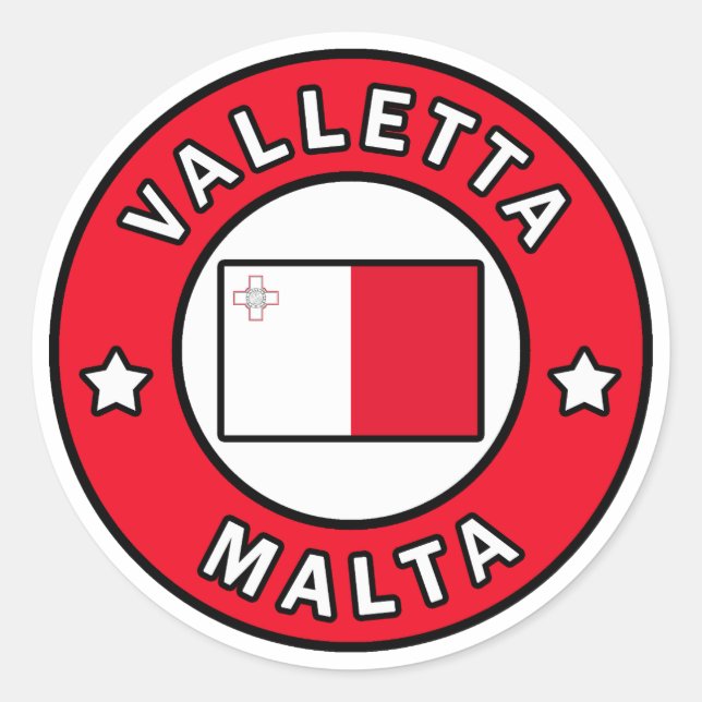Valletta Malta Runder Aufkleber (Vorderseite)