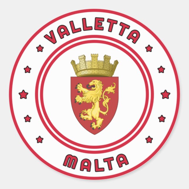 Valletta-Wappen, Malta Runder Aufkleber (Vorderseite)